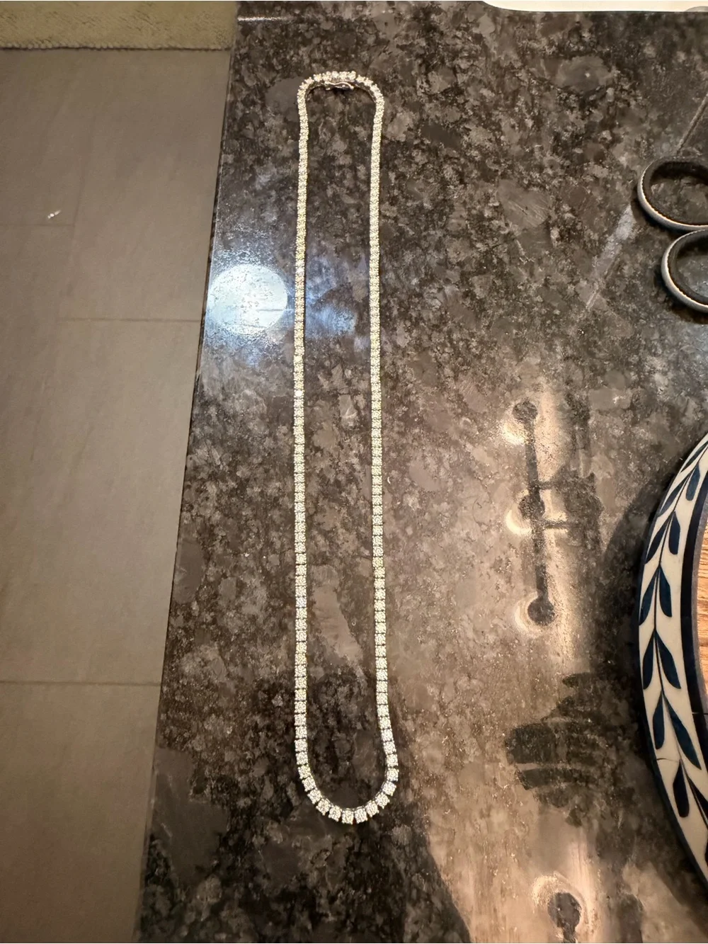 22inch White Gold Plated over 925 Silver Tennis Chain. Moissanite Stones